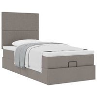 Ottoman-Bett mit Matratze Taupe 90x200 cm Stoff