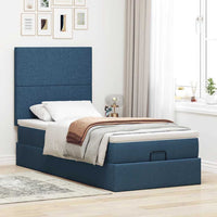 Ottoman-Bett mit Matratze Blau 90x200 cm Stoff