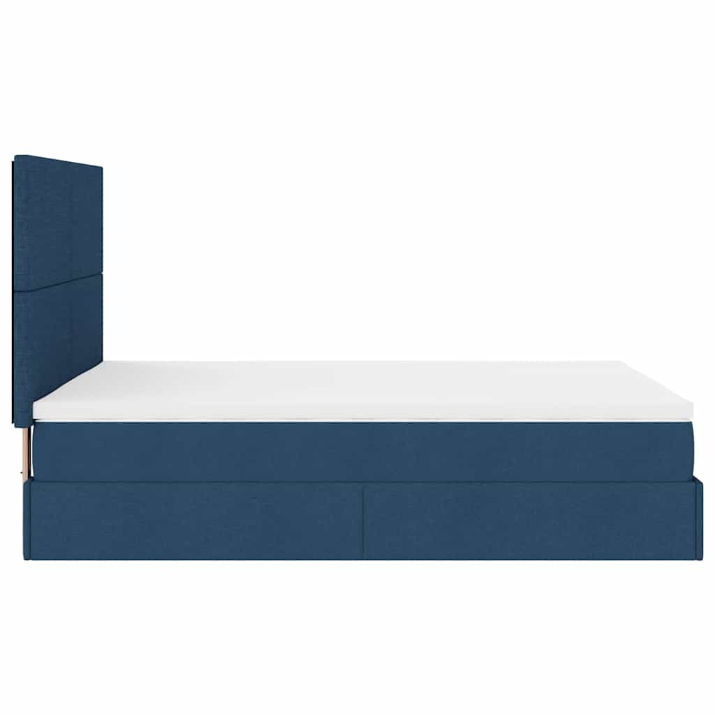 Ottoman-Bett mit Matratze Blau 140x200 cm Stoff