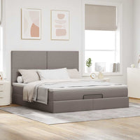 Ottoman-Bett mit Matratze Taupe 160x200 cm Stoff