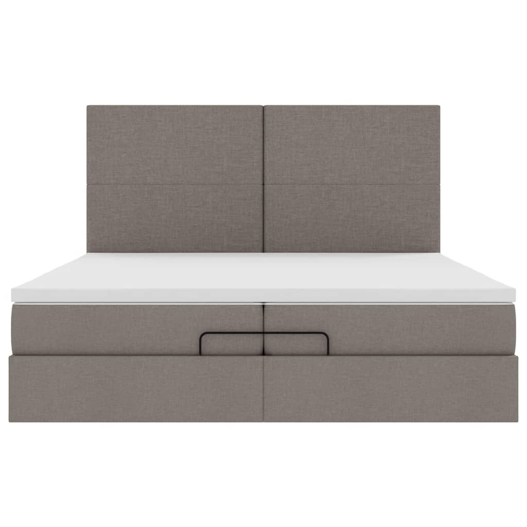 Ottoman-Bett mit Matratzen Taupe 200x200 cm Stoff