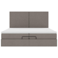 Ottoman-Bett mit Matratzen Taupe 200x200 cm Stoff