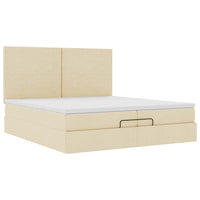 Ottoman-Bett mit Matratzen Creme 200x200 cm Stoff