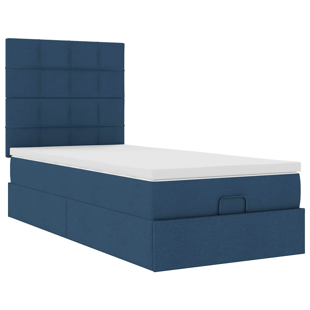 Ottoman-Bett mit Matratze Blau 90x200 cm Stoff