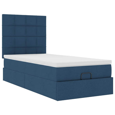 Ottoman-Bett mit Matratze Blau 100x200 cm Stoff