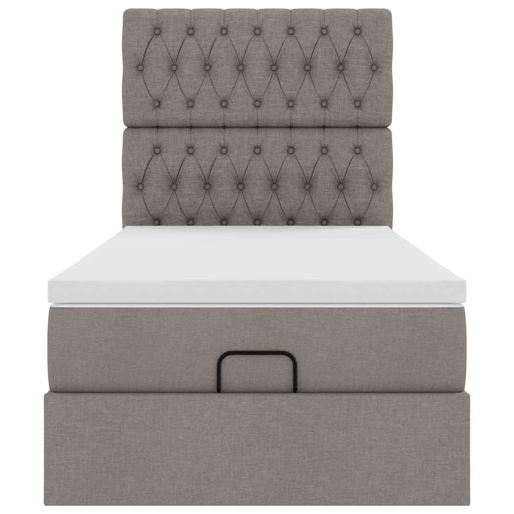 Ottoman-Bett mit Matratze Taupe 90x190 cm Stoff