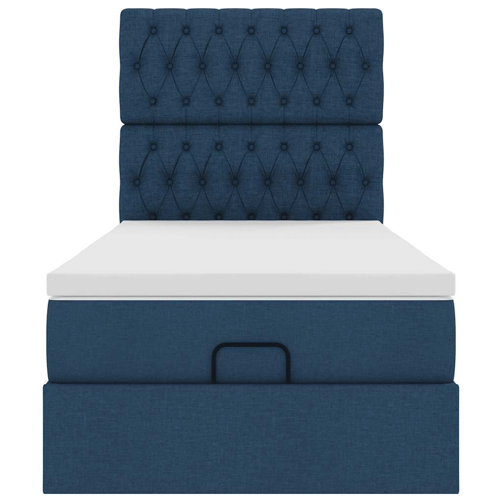 Ottoman-Bett mit Matratze Blau 90x190 cm Stoff