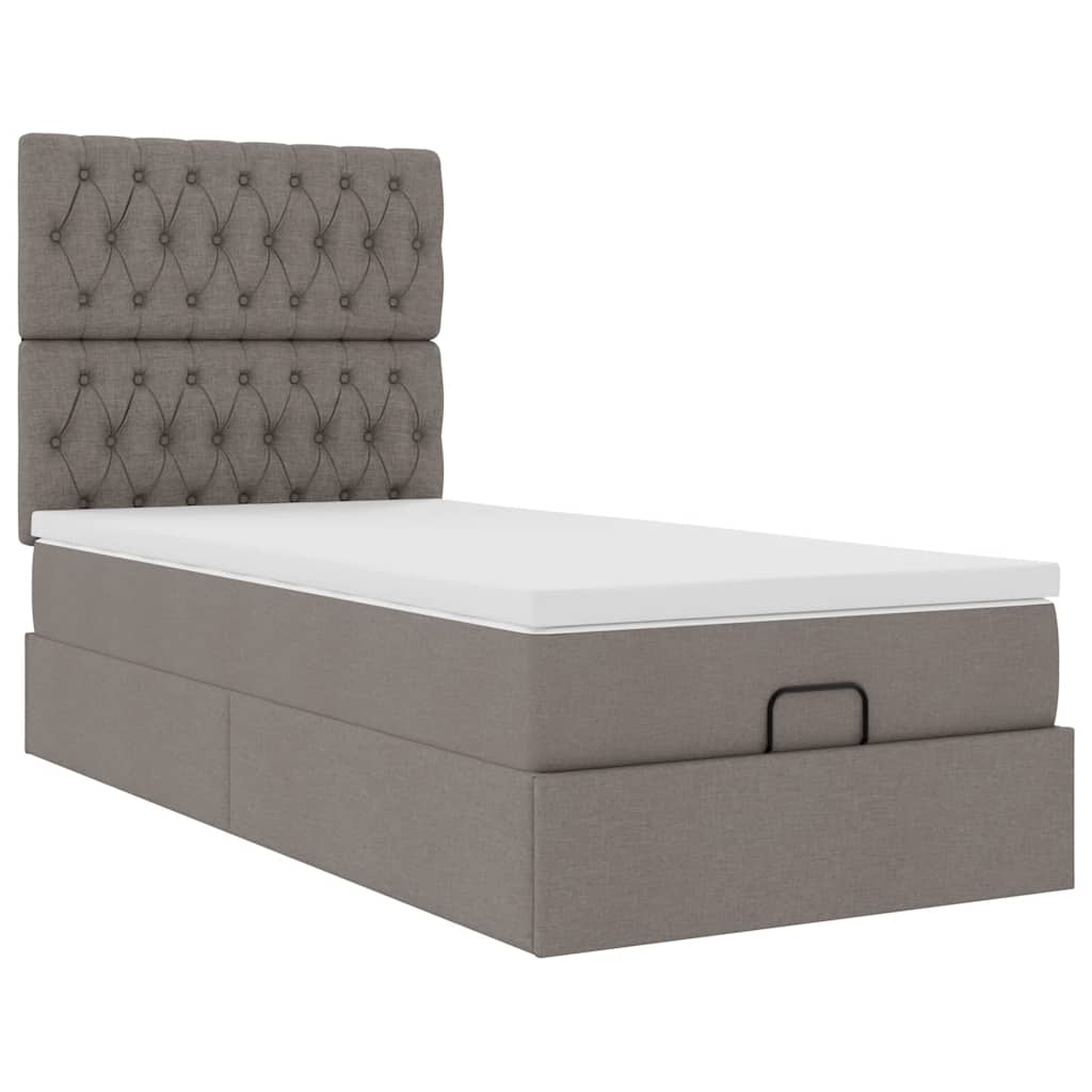 Ottoman-Bett mit Matratze Taupe 90x200 cm Stoff