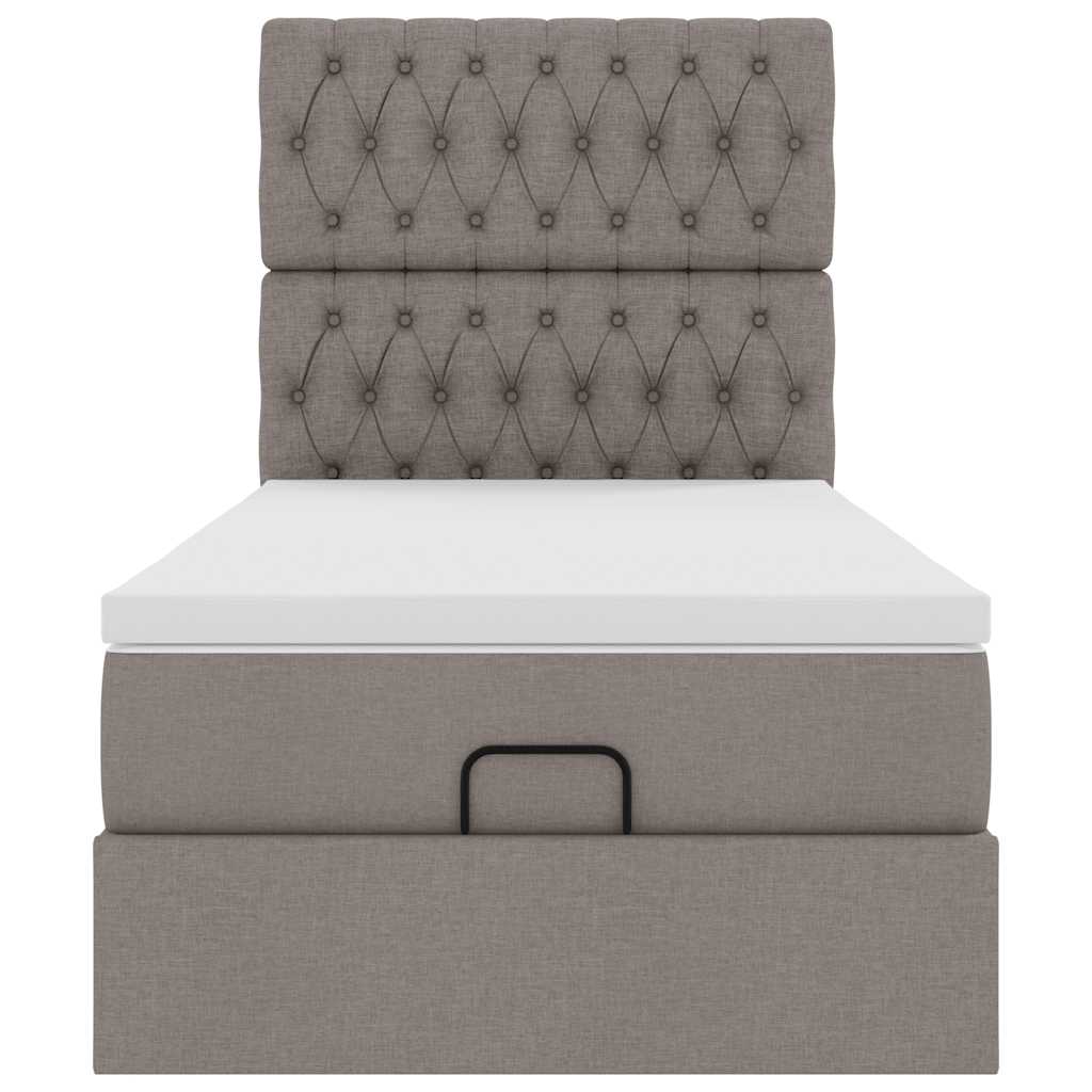 Ottoman-Bett mit Matratze Taupe 90x200 cm Stoff