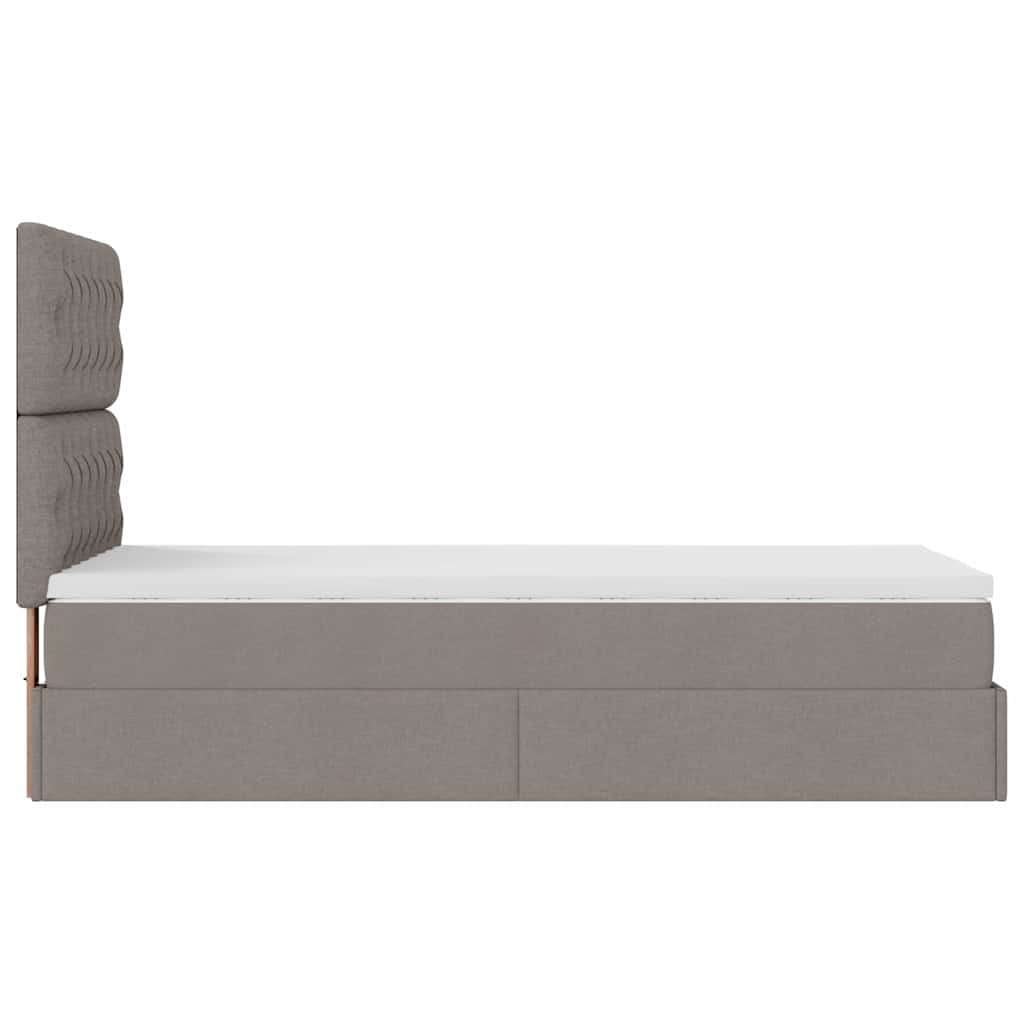 Ottoman-Bett mit Matratze Taupe 90x200 cm Stoff