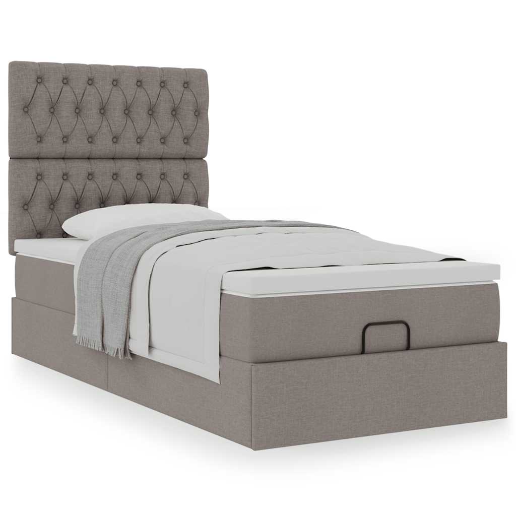 Ottoman-Bett mit Matratze Taupe 100x200 cm Stoff