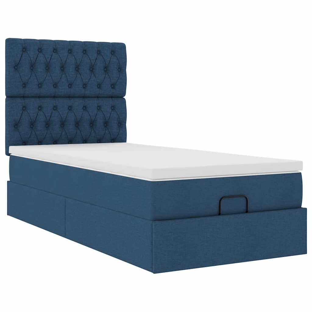 Ottoman-Bett mit Matratze Blau 100x200 cm Stoff