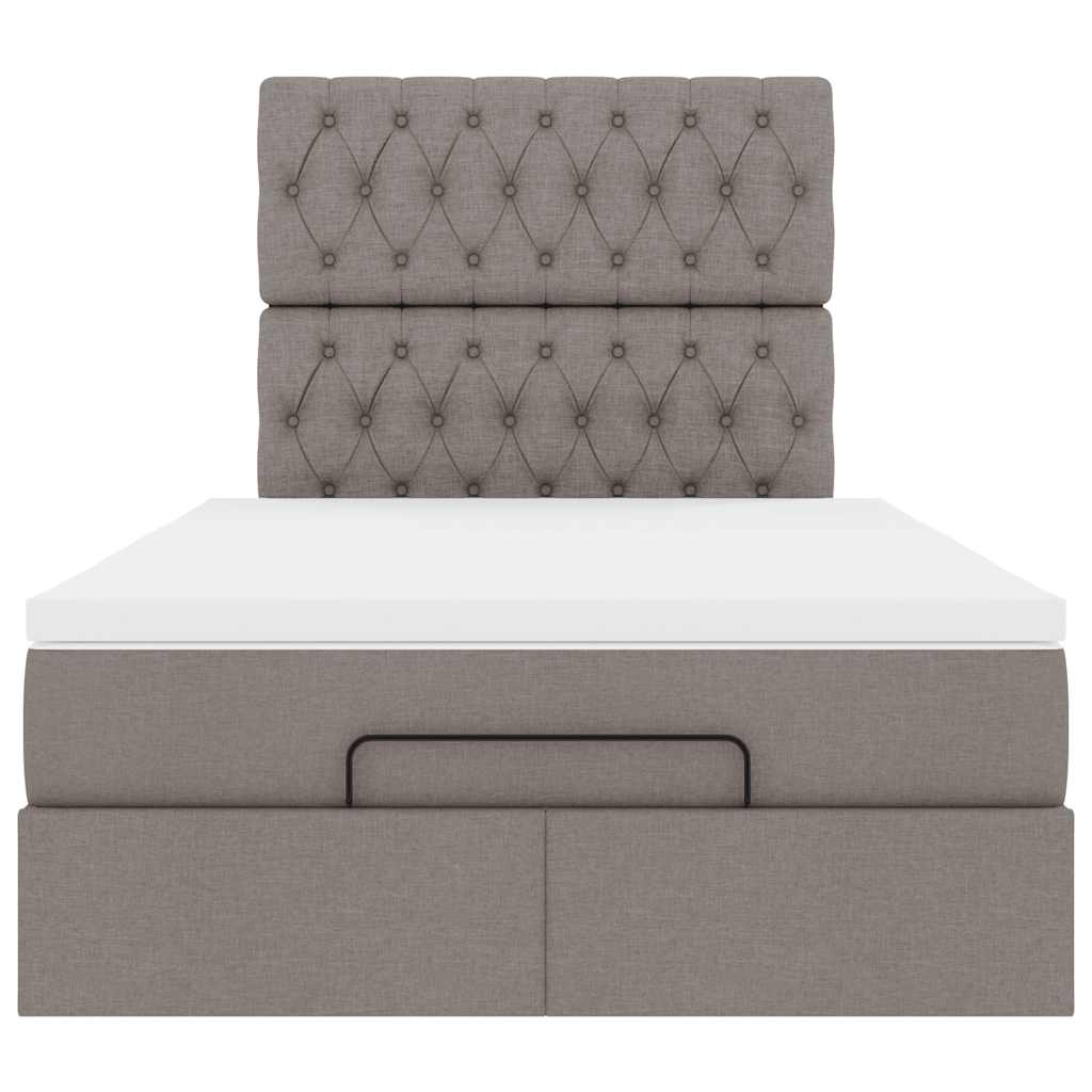 Ottoman-Bett mit Matratze Taupe 120x200 cm Stoff