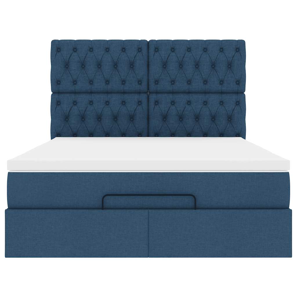 Ottoman-Bett mit Matratze Blau 140x190 cm Stoff