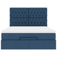 Ottoman-Bett mit Matratze Blau 140x190 cm Stoff