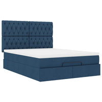 Ottoman-Bett mit Matratze Blau 140x200 cm Stoff