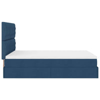 Ottoman-Bett mit Matratze Blau 140x200 cm Stoff