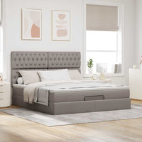 Ottoman-Bett mit Matratze Taupe 160x200 cm Stoff