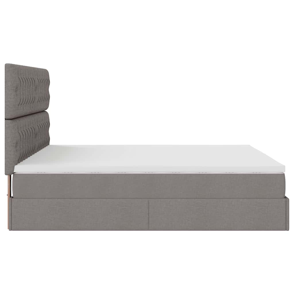 Ottoman-Bett mit Matratze Taupe 160x200 cm Stoff