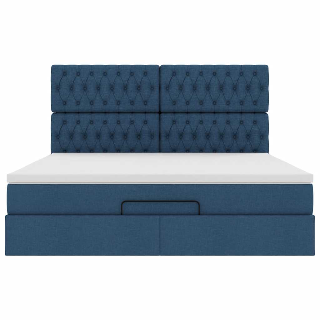 Ottoman-Bett mit Matratze Blau 180x200 cm Stoff