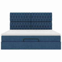 Ottoman-Bett mit Matratze Blau 180x200 cm Stoff