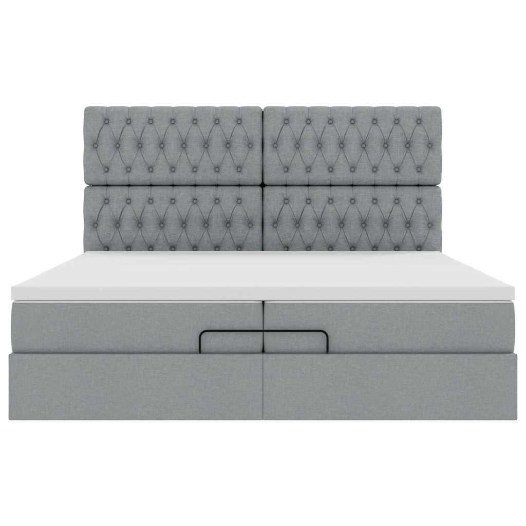 Ottoman-Bett mit Matratzen Dunkelgrau 200x200 cm Stoff