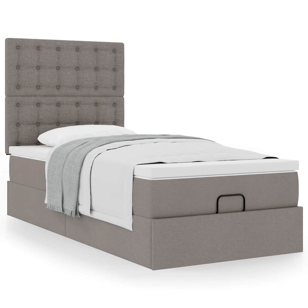 Ottoman-Bett mit Matratze Taupe 90x190 cm Stoff