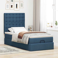 Ottoman-Bett mit Matratze Blau 90x190 cm Stoff