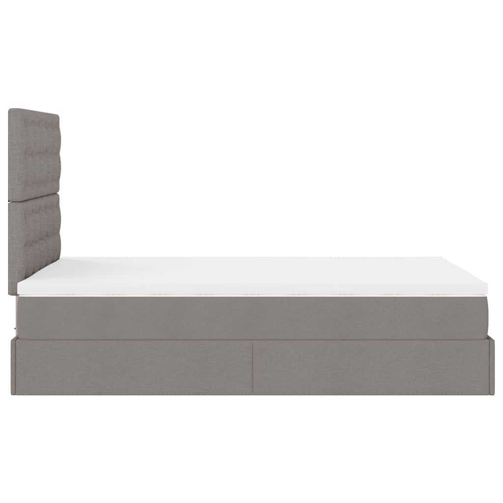 Ottoman-Bett mit Matratze Taupe 120x200 cm Stoff