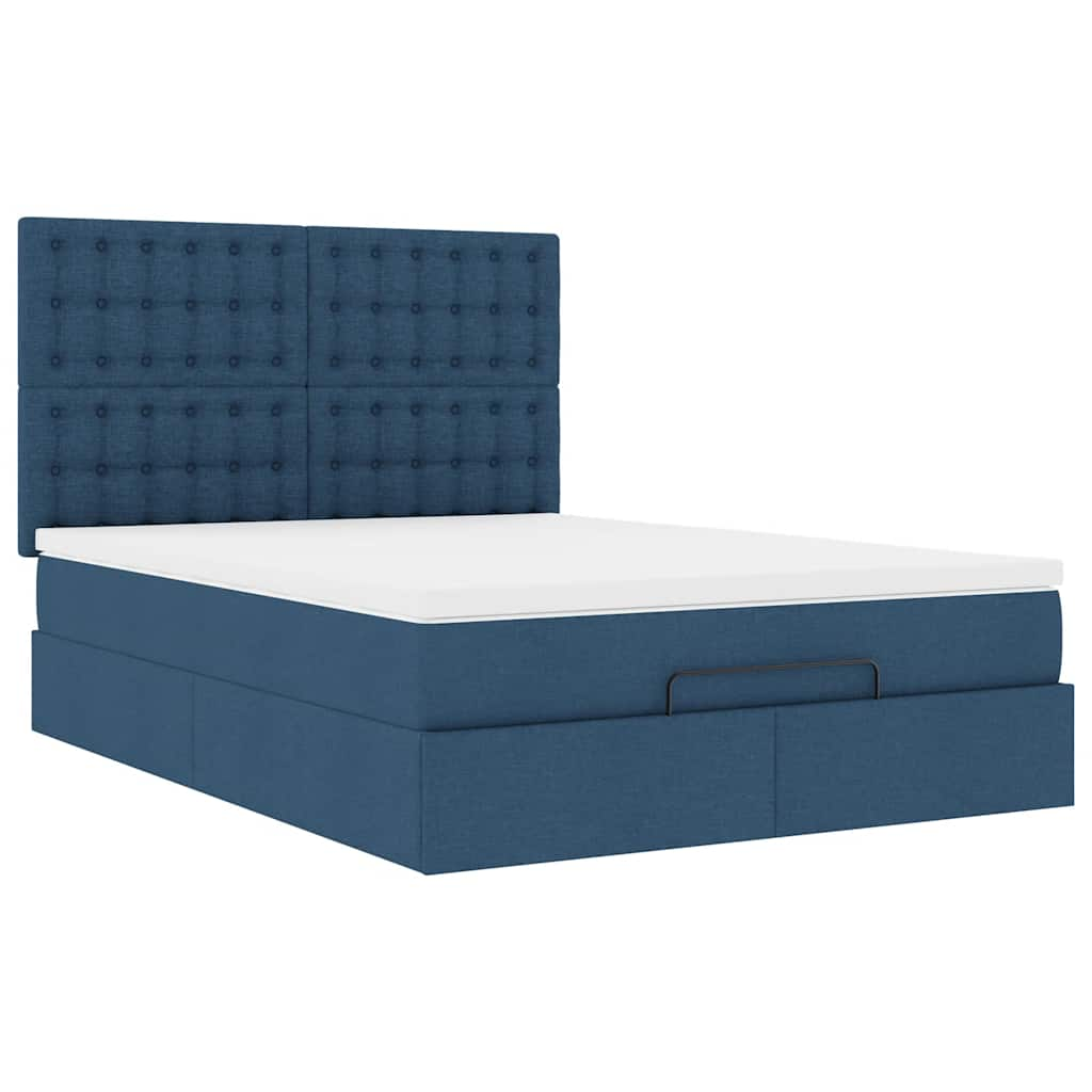 Ottoman-Bett mit Matratze Blau 140x190 cm Stoff