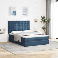 Ottoman-Bett mit Matratze Blau 140x190 cm Stoff