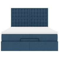 Ottoman-Bett mit Matratze Blau 140x190 cm Stoff