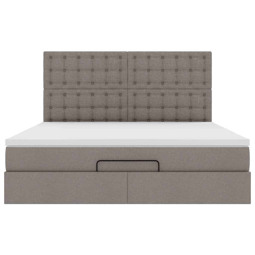 Ottoman-Bett mit Matratze Taupe 160x200 cm Stoff