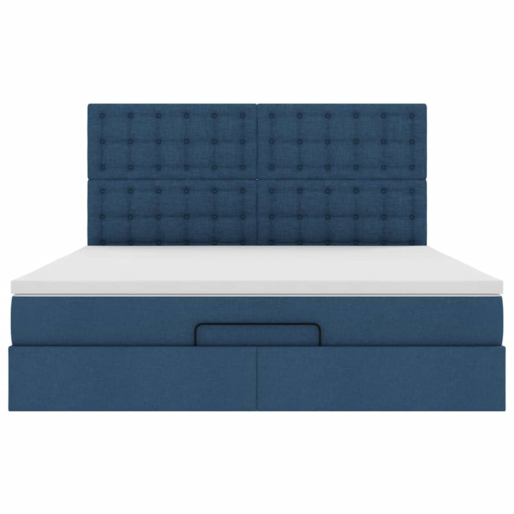 Ottoman-Bett mit Matratze Blau 180x200 cm Stoff