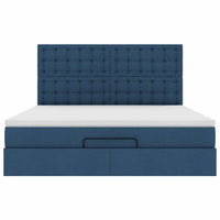 Ottoman-Bett mit Matratze Blau 180x200 cm Stoff