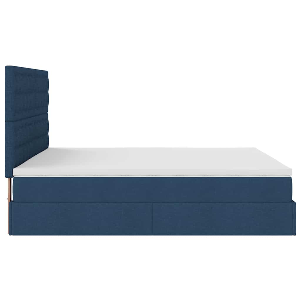 Ottoman-Bett mit Matratze Blau 180x200 cm Stoff