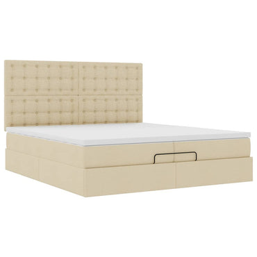 Ottoman-Bett mit Matratzen Creme 200x200 cm Stoff