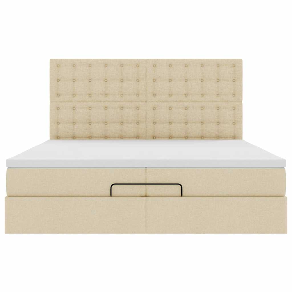 Ottoman-Bett mit Matratzen Creme 200x200 cm Stoff