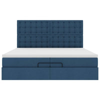 Ottoman-Bett mit Matratzen Blau 200x200 cm Stoff