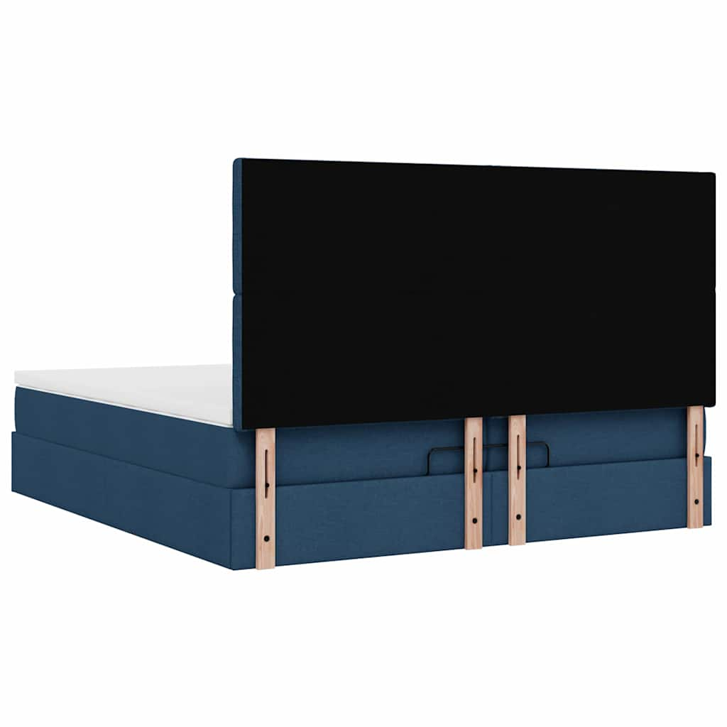 Ottoman-Bett mit Matratzen Blau 200x200 cm Stoff