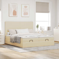 Ottoman-Bett mit Matratzen Creme 180x200 cm Stoff