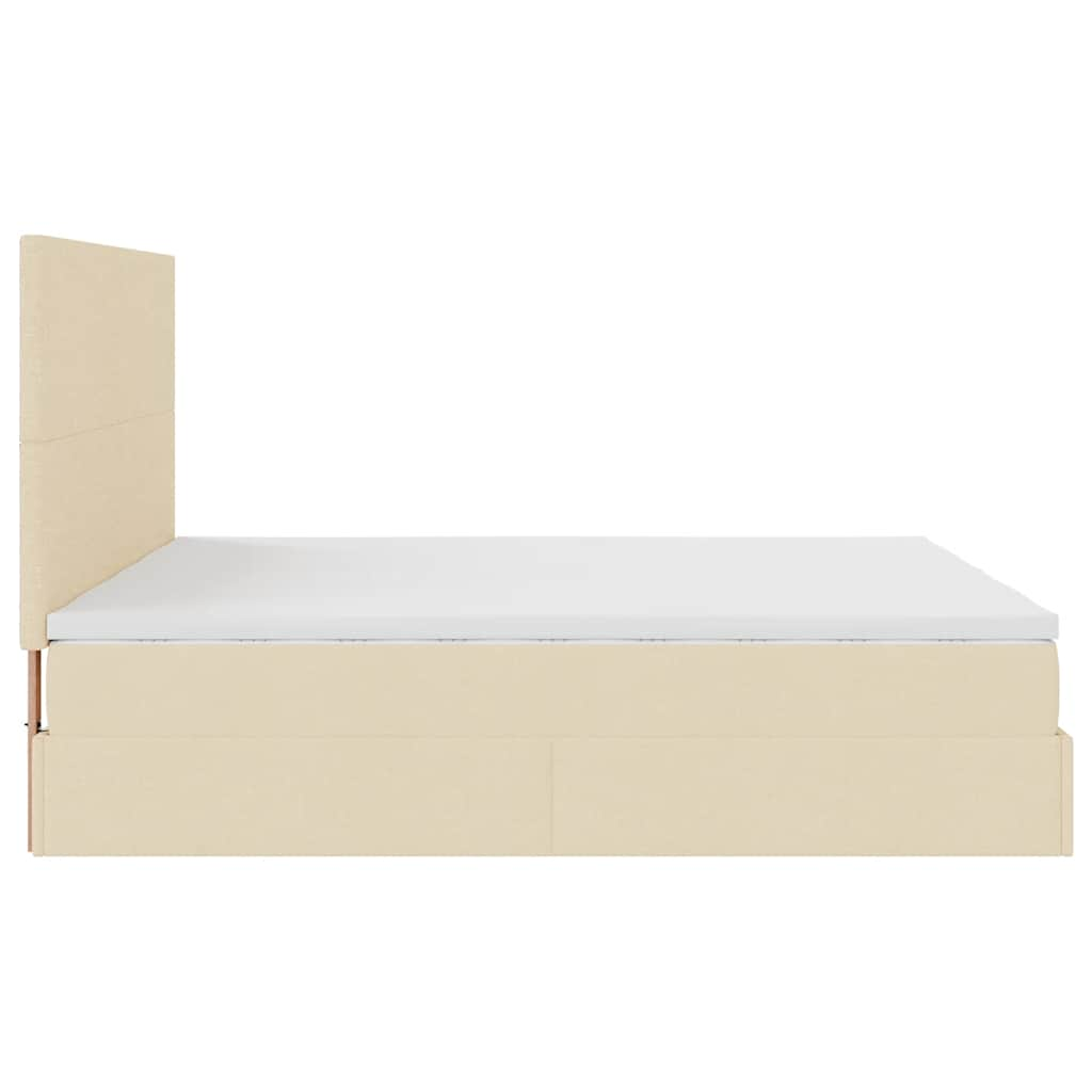 Ottoman-Bett mit Matratzen Creme 200x200 cm Stoff