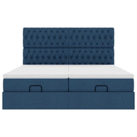 Ottoman-Bett mit Matratzen Blau 180x200 cm Stoff