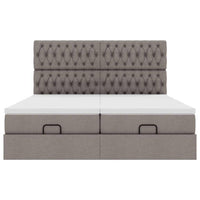 Ottoman-Bett mit Matratzen Taupe 200x200 cm Stoff