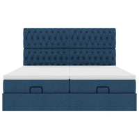 Ottoman-Bett mit Matratzen Blau 200x200 cm Stoff