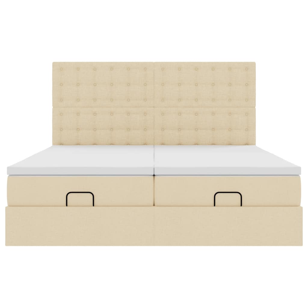 Ottoman-Bett mit Matratzen Creme 180x200 cm Stoff