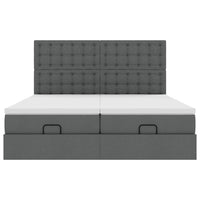 Ottoman-Bett mit Matratzen Dunkelgrau 200x200 cm Stoff