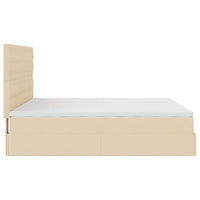 Ottoman-Bett mit Matratzen Creme 200x200 cm Stoff