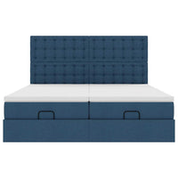 Ottoman-Bett mit Matratzen Blau 200x200 cm Stoff