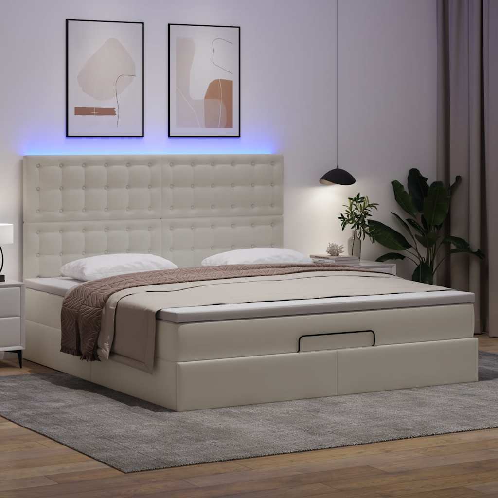 Ottoman-Bett mit Matratze Weiß 180x200 cm Kunstleder